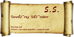 Sovány Sándor névjegykártya
